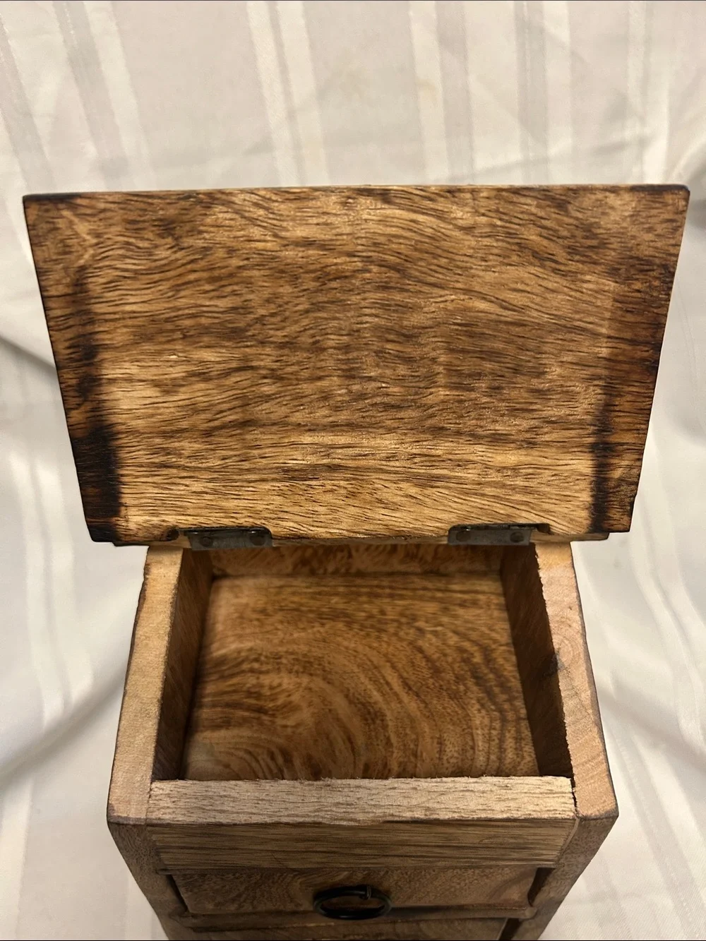 Hand-Carved Wooden Decorative Box in Rich Brown